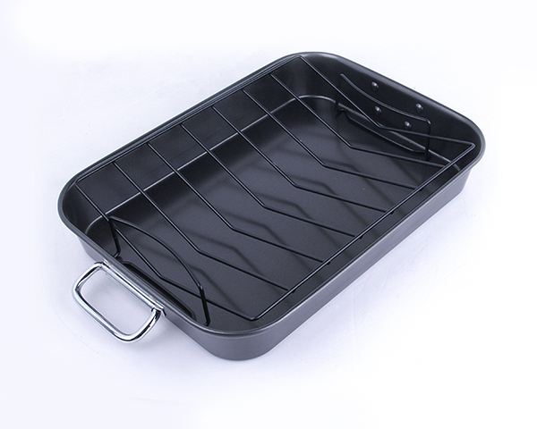 Folded Handle Nonstick Turkey Roaster Pan with Rack